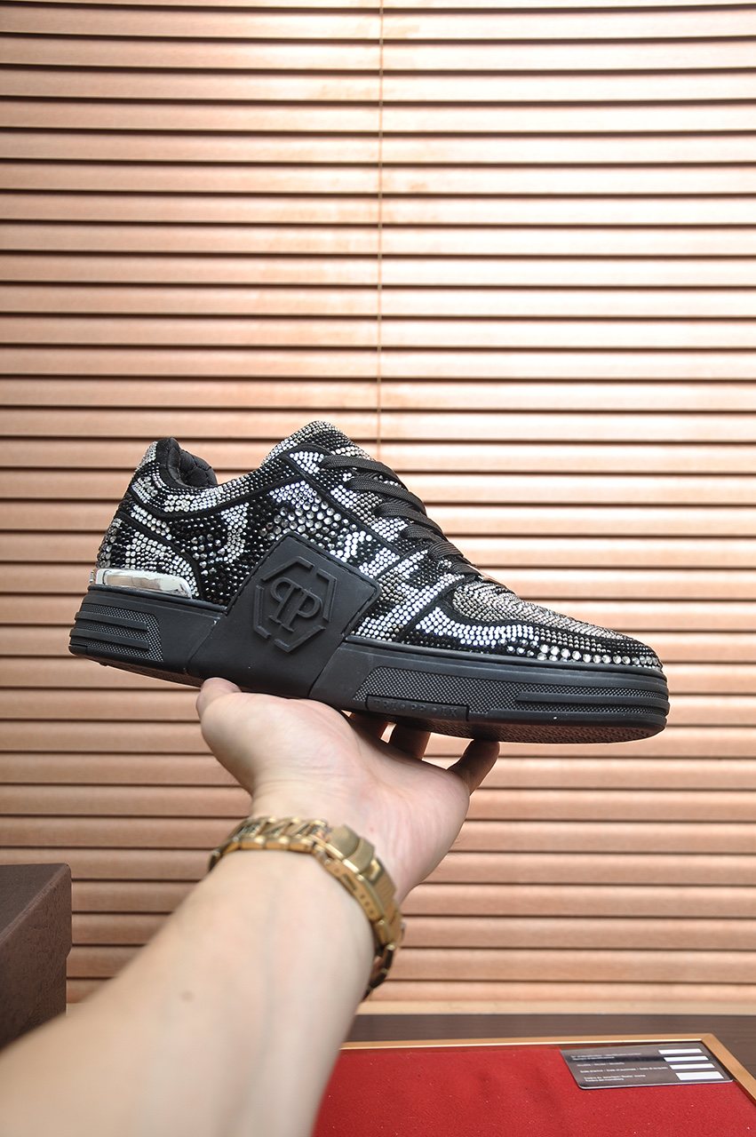 Philipp Plein Studded Black and Silver Sneakers — model