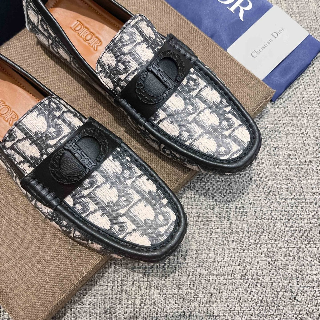 Dior Patterned Trim Loafers — front
