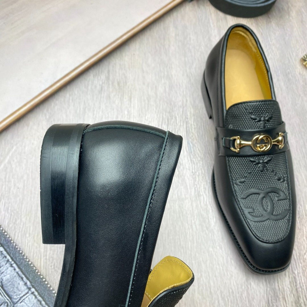 Gucci Black Gold-Tone Hardware Loafers — side