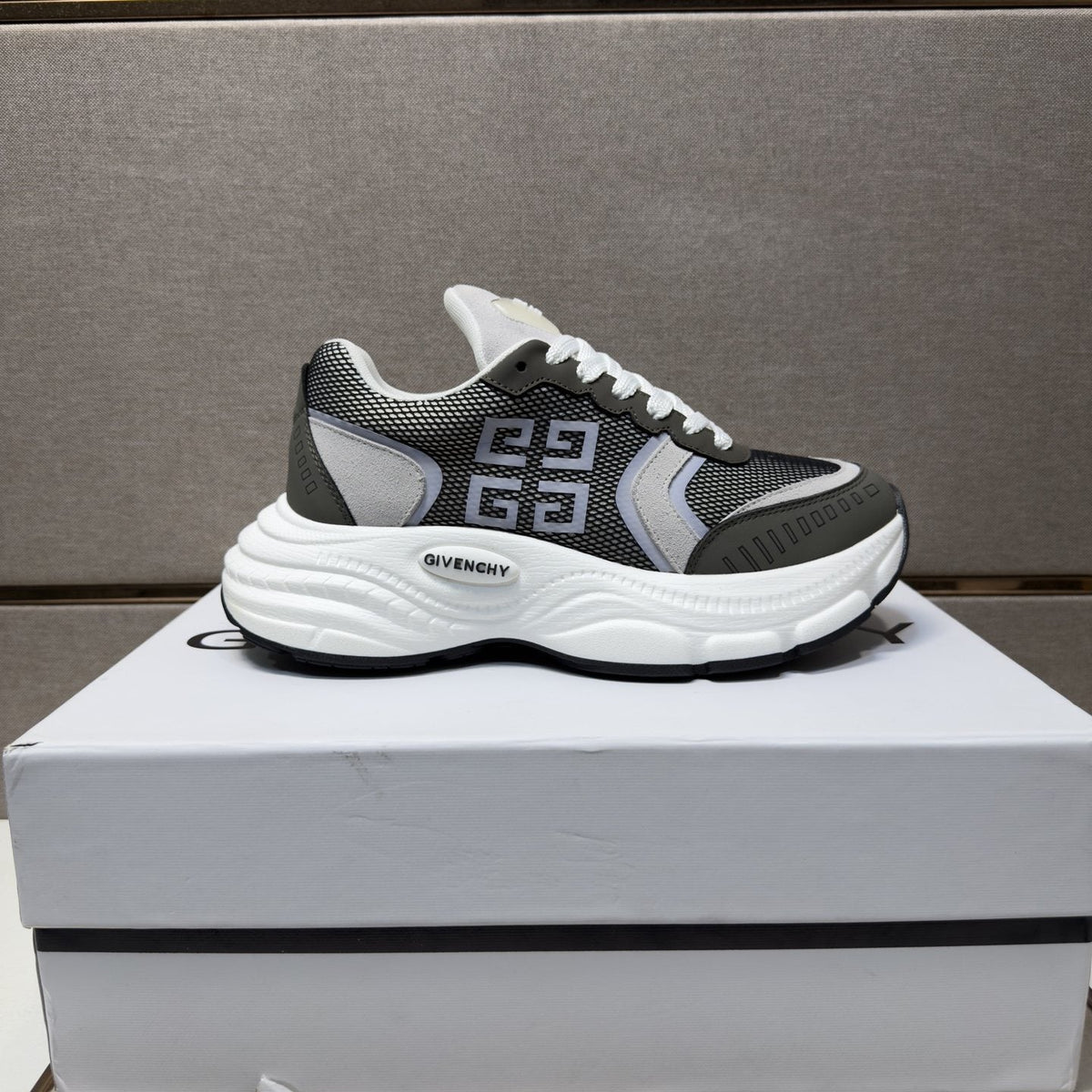 Givenchy Gray Mesh Panel Low-Top Sneakers — hero