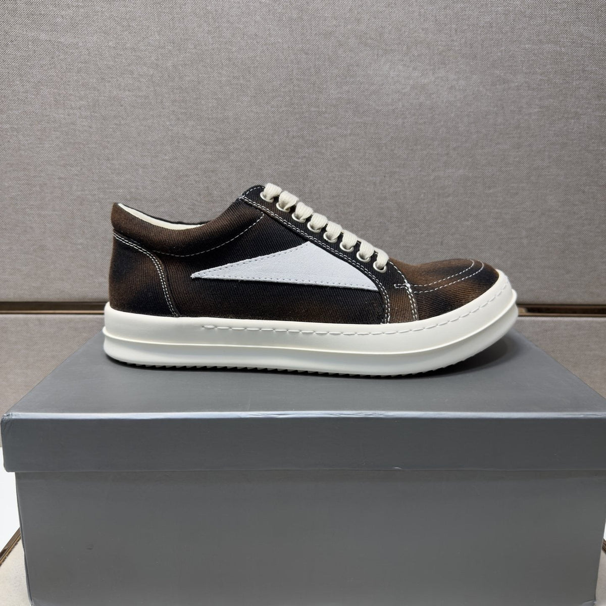 Dark Brown Panel Low-Top Sneakers — side
