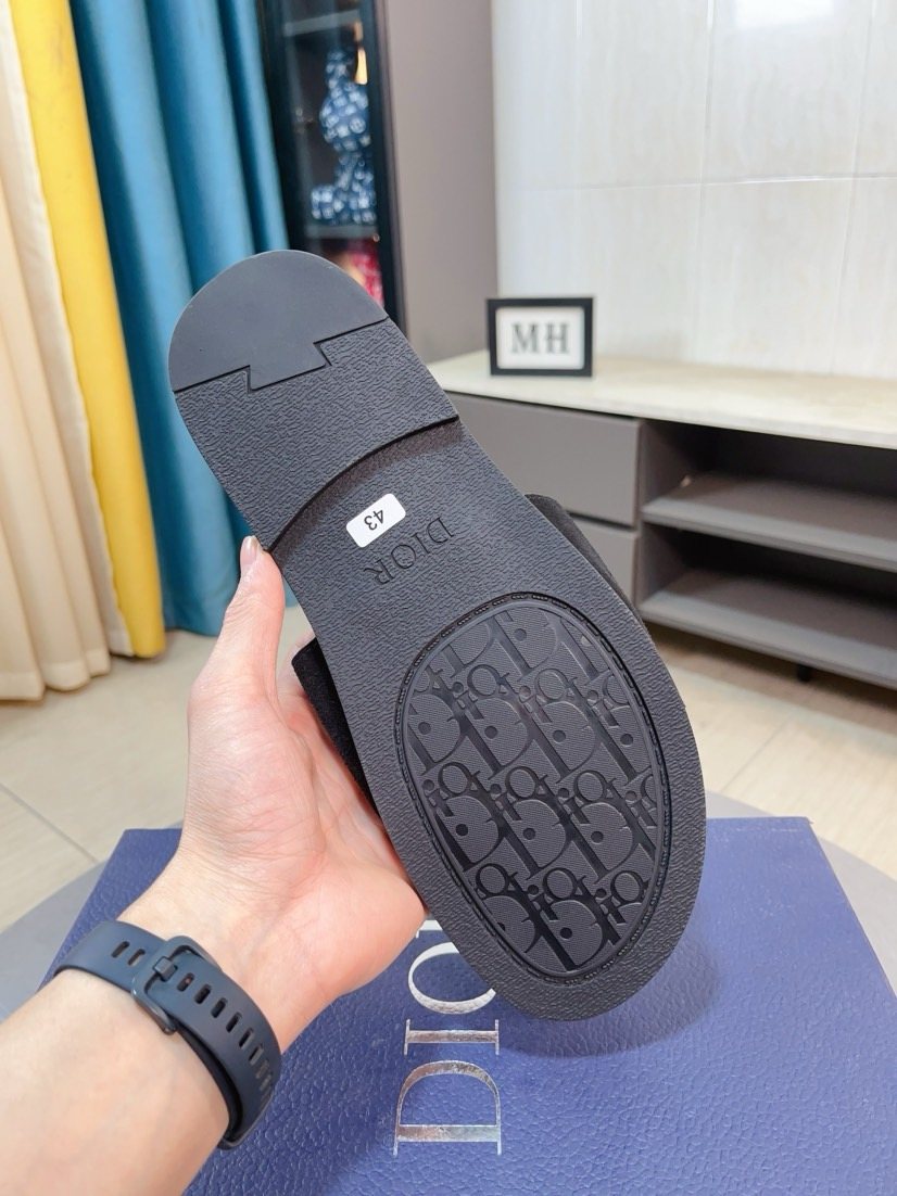 Dior Textured Buckle Slide Sandals — back