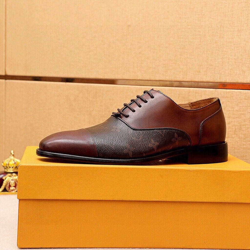 Louis Vuitton Patterned Panel Lace-Up Dress Shoes — side