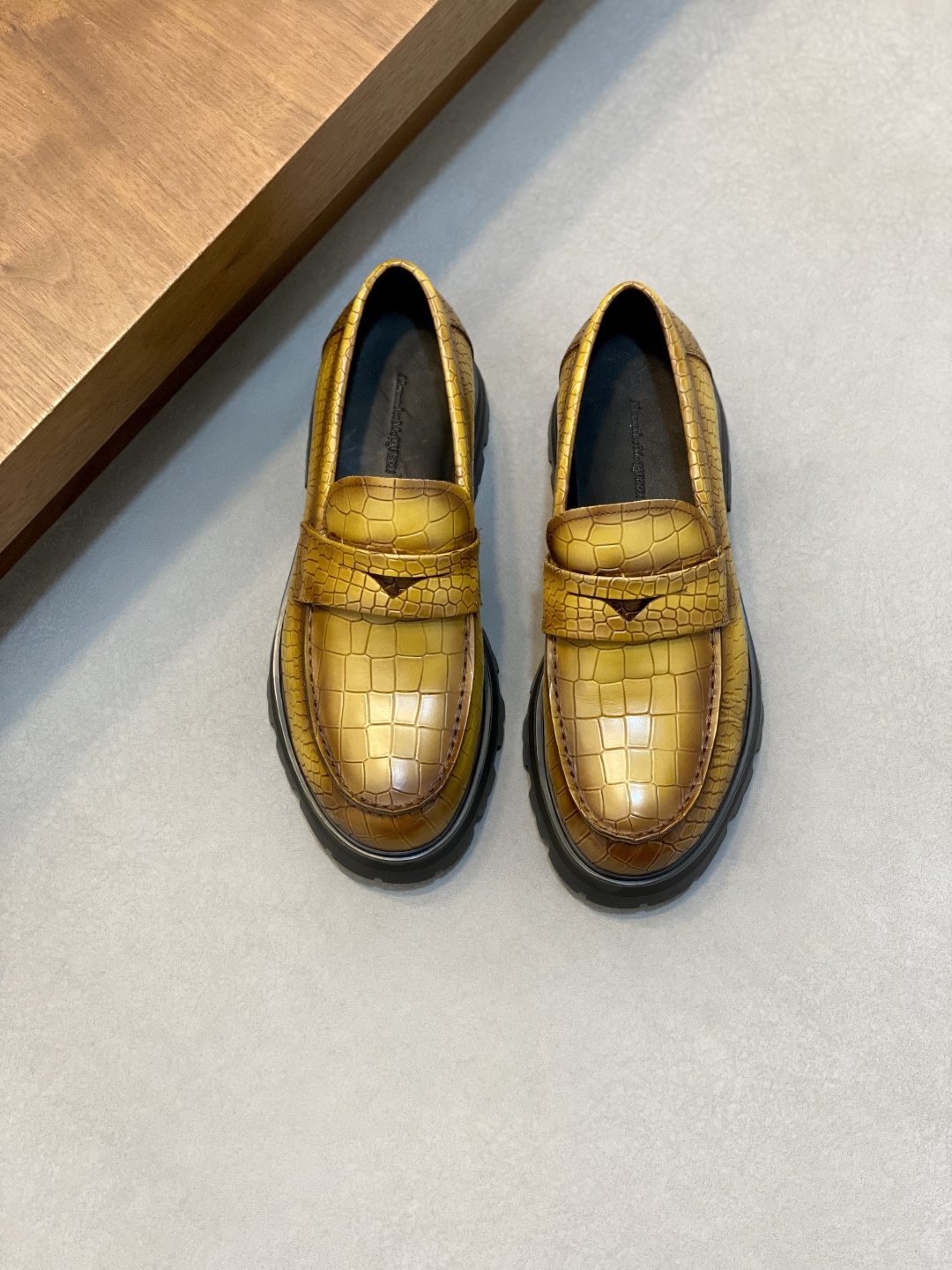 Alexander McQueen Croc-Embossed Lug-Sole Loafers — front