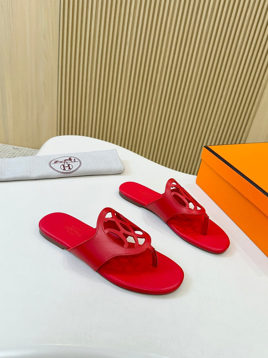 Hermès Cutout Strap Thong Sandals — front