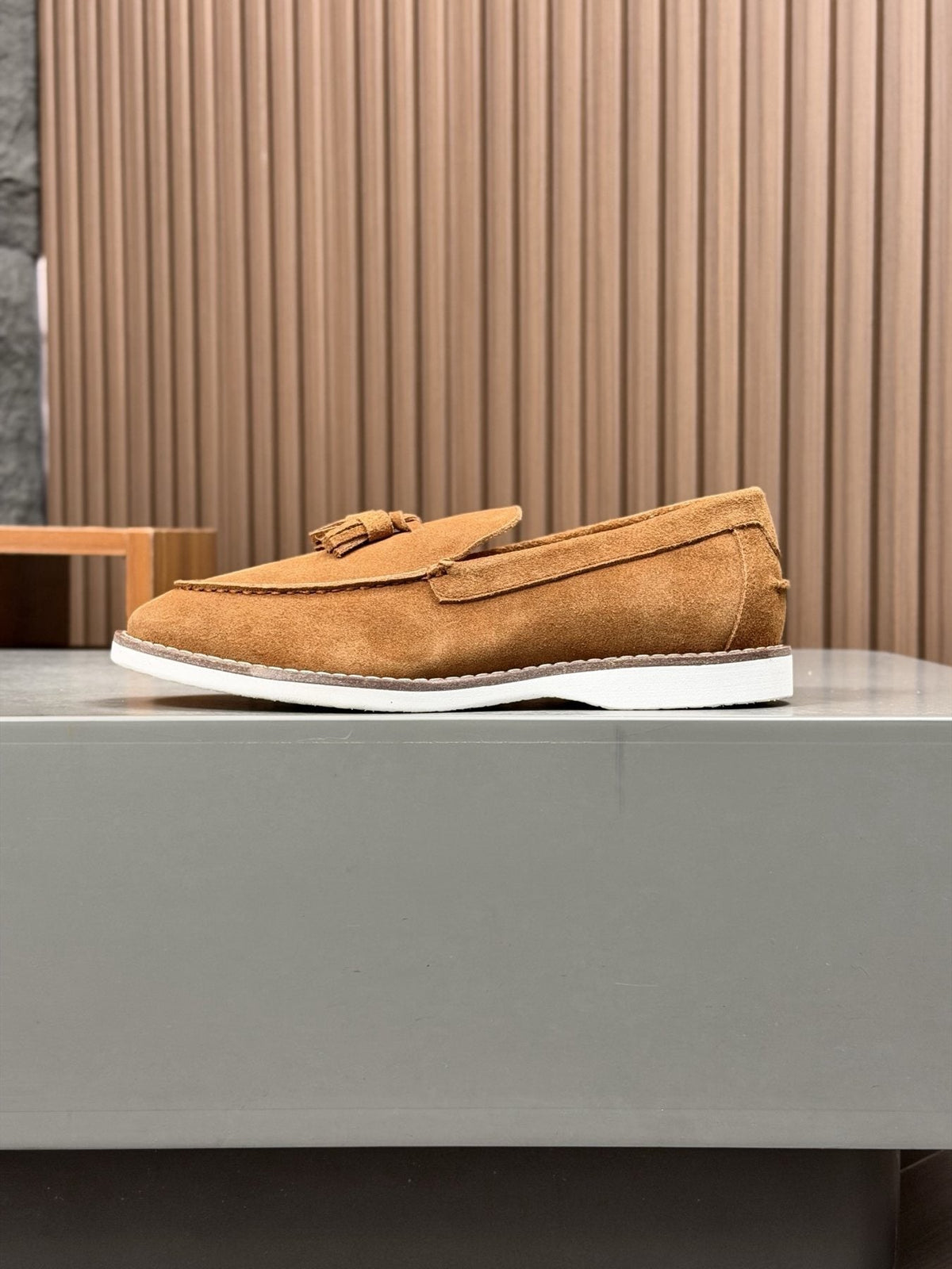Brunello Cucinelli Tan Brown Tassel Loafers — front