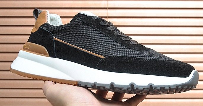 Brunello Cucinelli Contrast Panel Low-Top Sneakers — hero