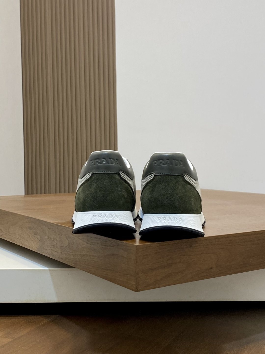 Prada Navy Panel Low-Top Sneakers — back