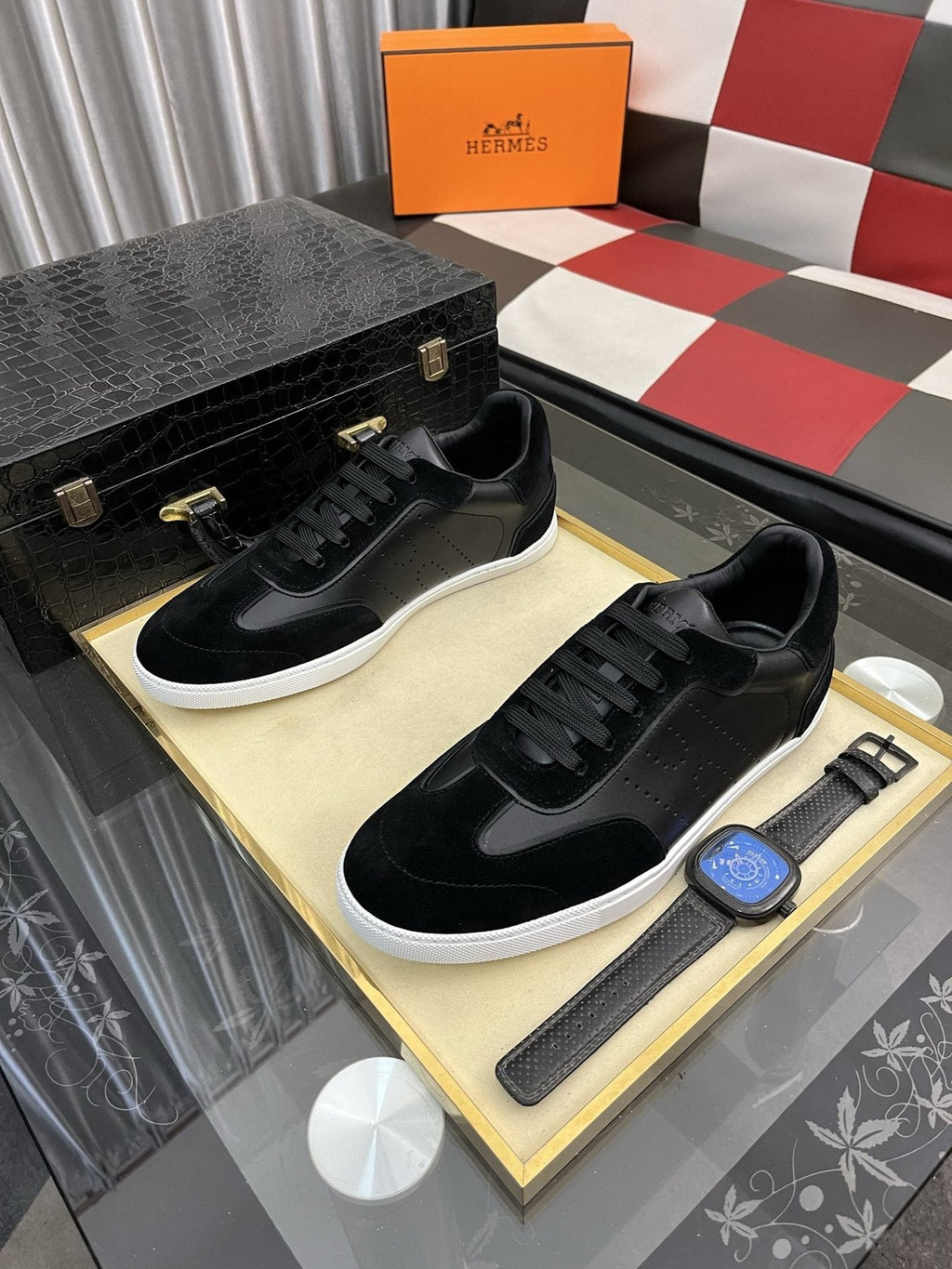 Hermès Perforated Low-Top Sneakers — front