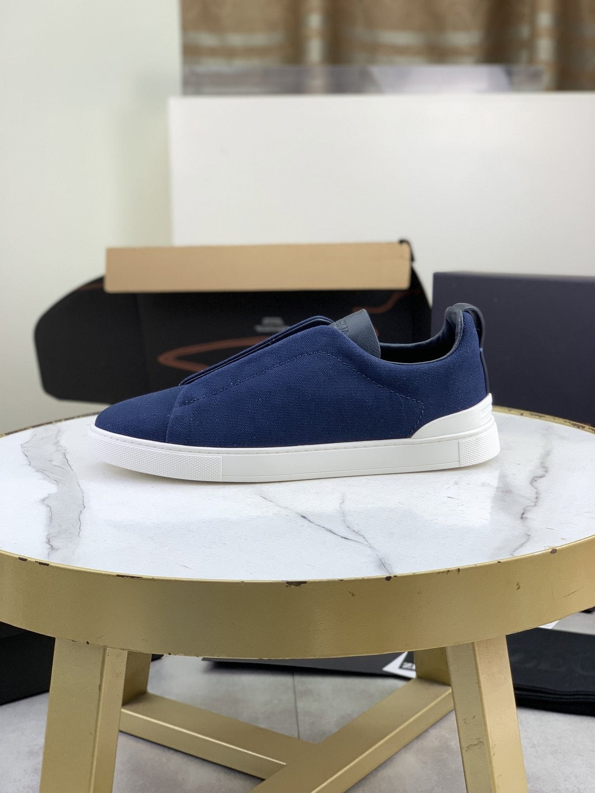 Zegna Triple Stitch Slip-On Sneakers — front