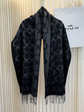 Coach Reversible Monogram Fringed Scarf — front
