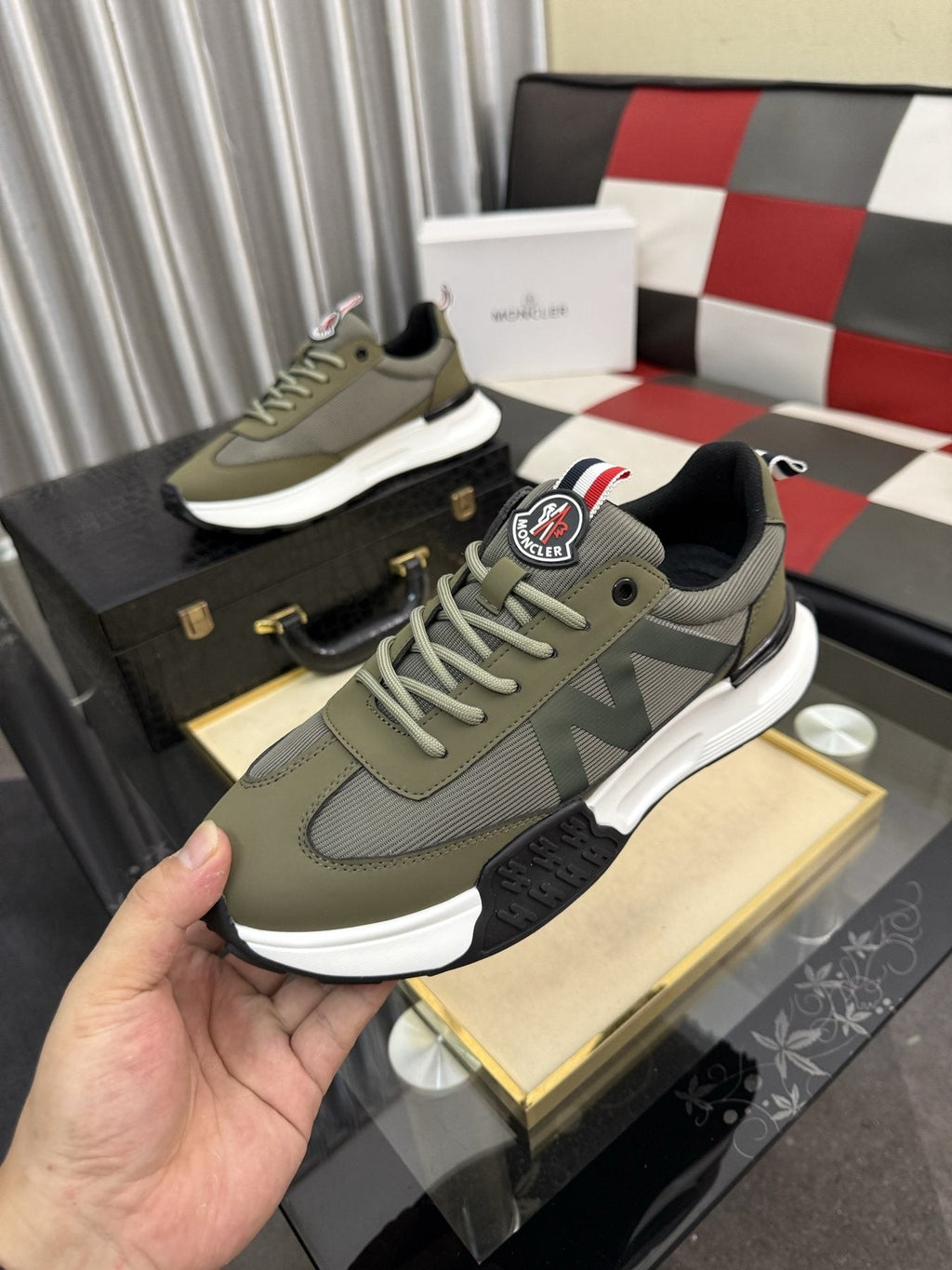 MONCLER Color-Block Low-Top Sneakers — side