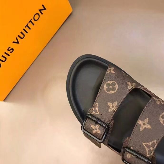 Louis Vuitton Monogram Buckle Slide Sandals — detail