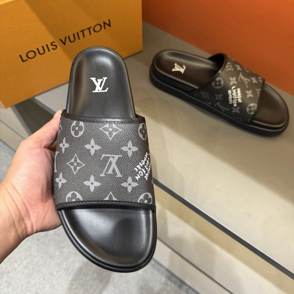 Louis Vuitton Monogram Slide Sandals — front