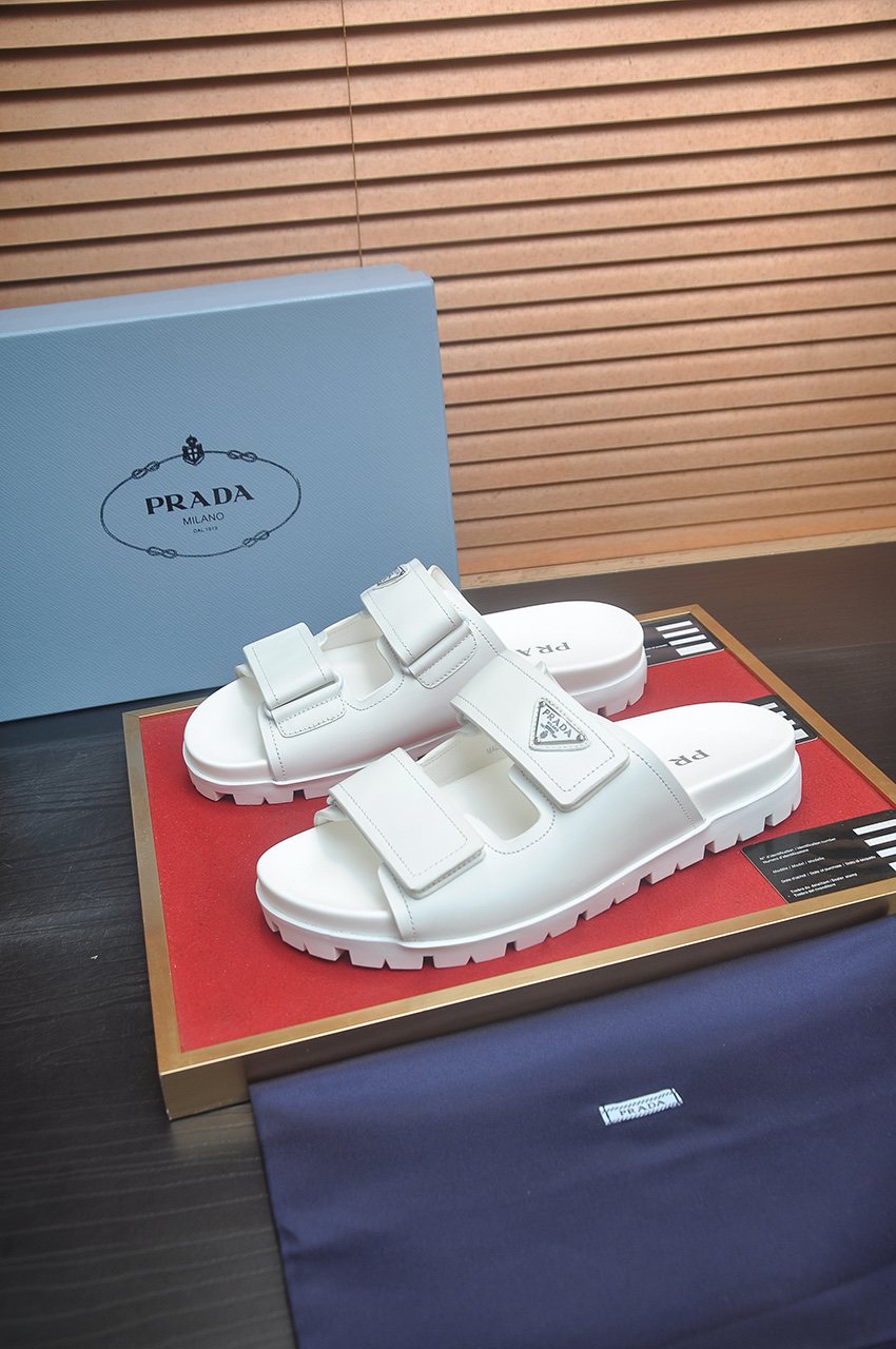Prada Two-Strap Lug Sole Slide Sandals — front