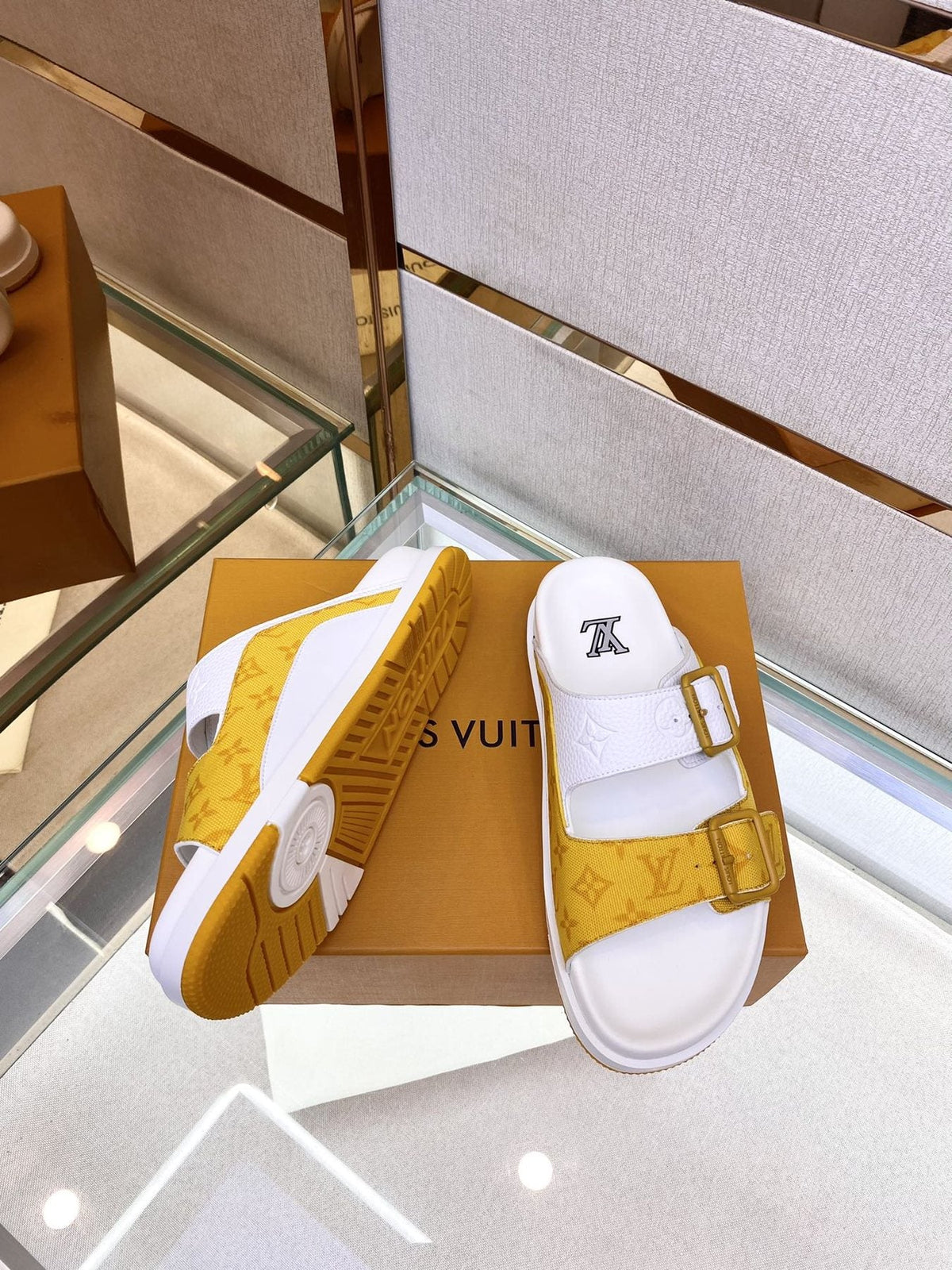 Louis Vuitton Double-Strap Slide Sandals — front