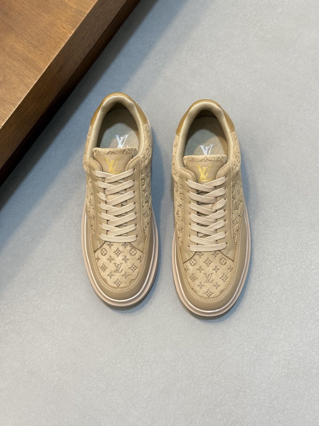 Louis Vuitton Pale Olive Monogram Low-Top Sneakers — front