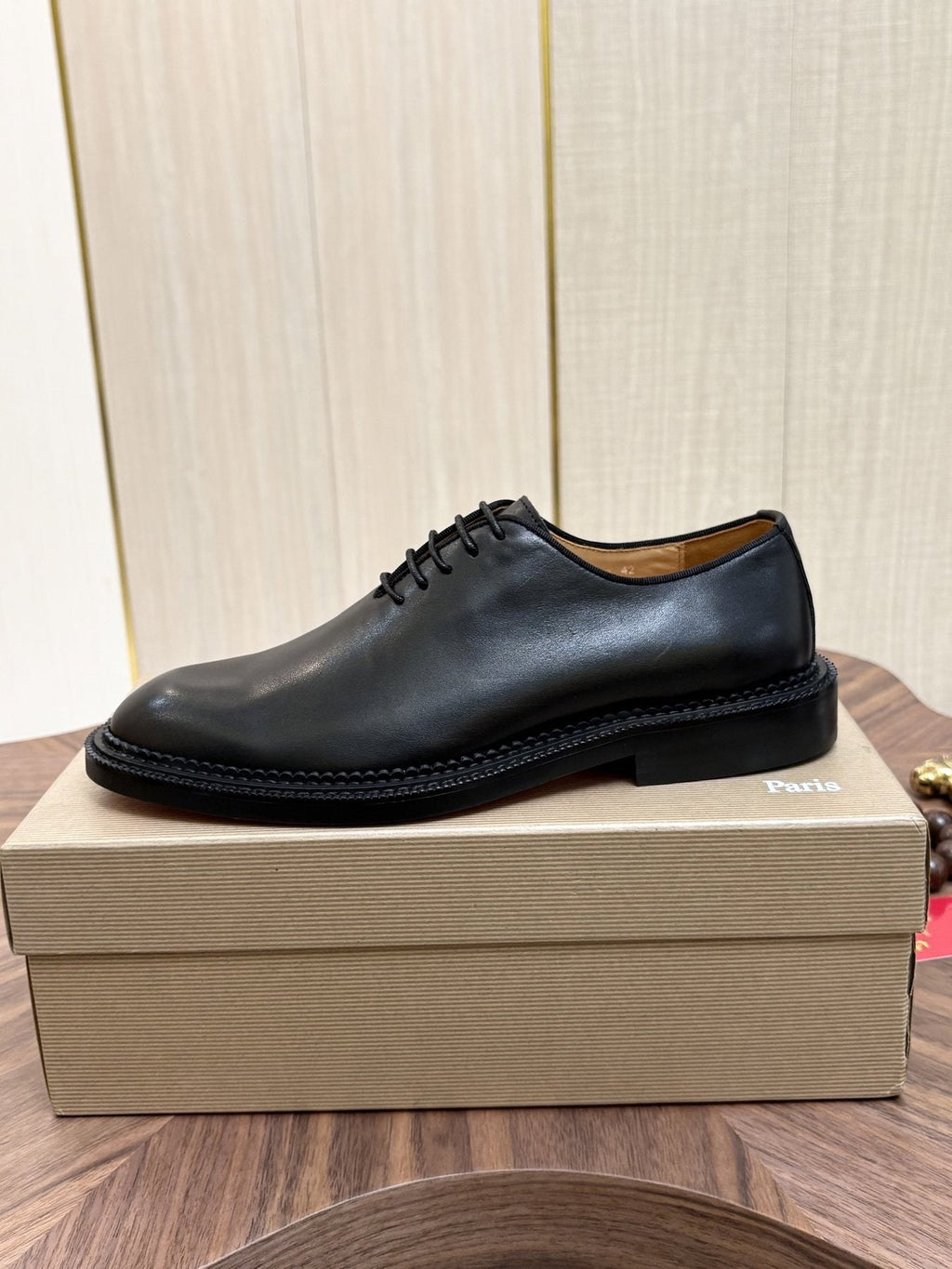 Black Lace-Up Dress Shoes with Red Outsole — side