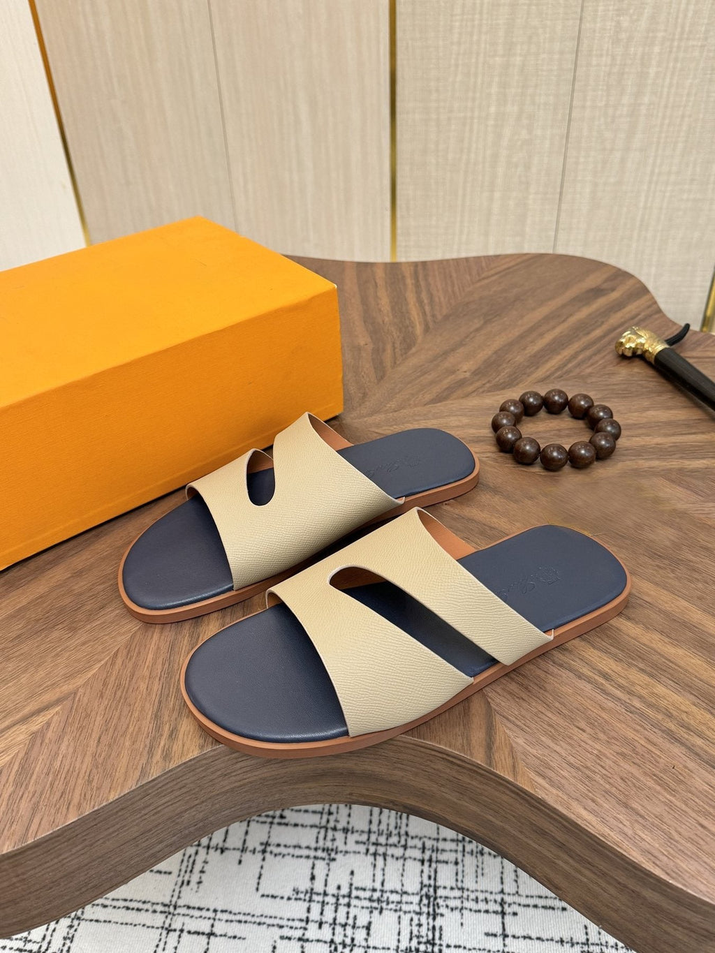 Loro Piana Cross-Strap Slide Sandals — side